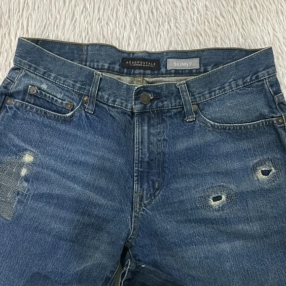 Aeropostale skinny distressed denim jeans size 34 - Picture 7 of 11